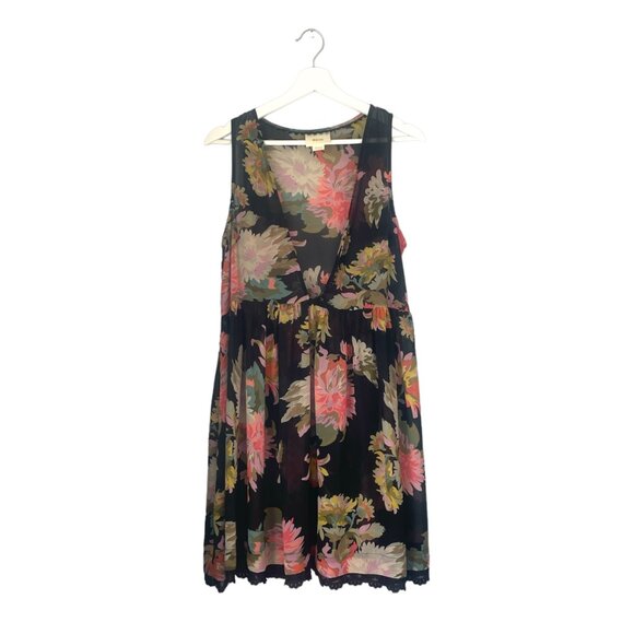 Anthropologie Maeve Black Floral Violetta Dress Size Medium Boho Bohemian - Picture 3 of 10